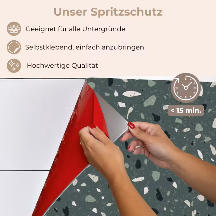 Spritzschutz Küche - Terrazzo - Muster - Bunt - Grün — 4