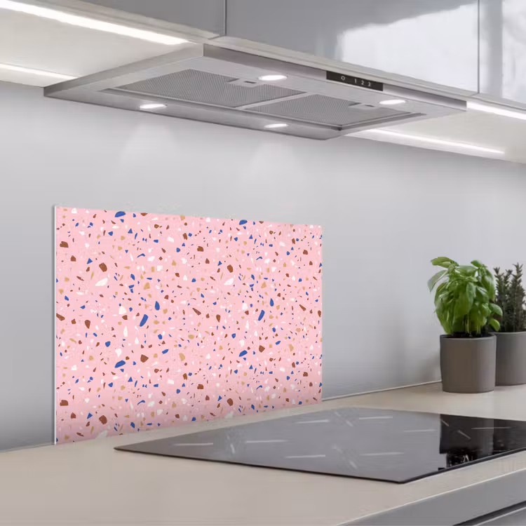Spritzschutz Küche - Terrazzo - Muster - Bunt - Rosa — 1