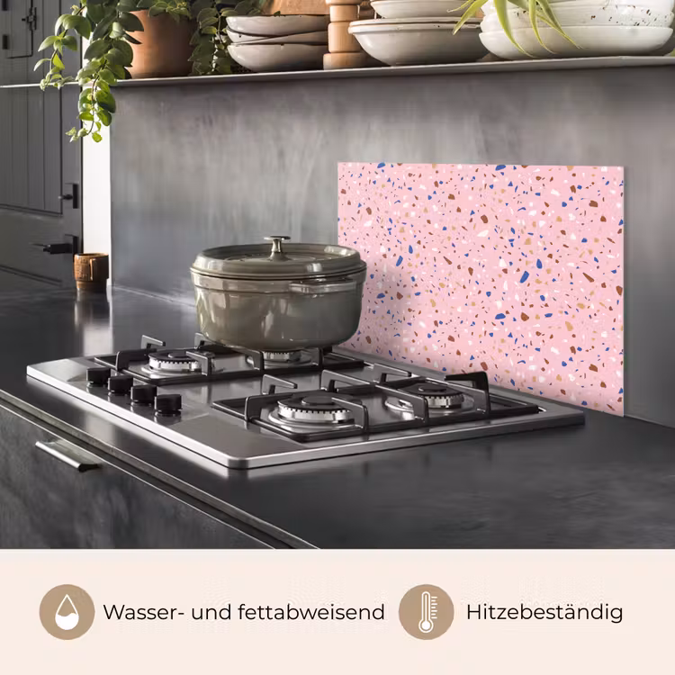 Spritzschutz Küche - Terrazzo - Muster - Bunt - Rosa — 2
