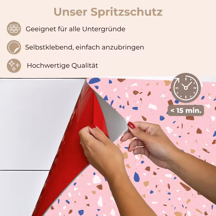 Spritzschutz Küche - Terrazzo - Muster - Bunt - Rosa — 4