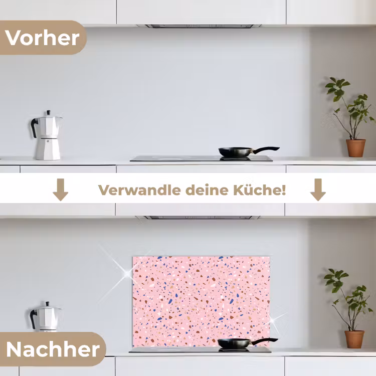 Spritzschutz Küche - Terrazzo - Muster - Bunt - Rosa — 7