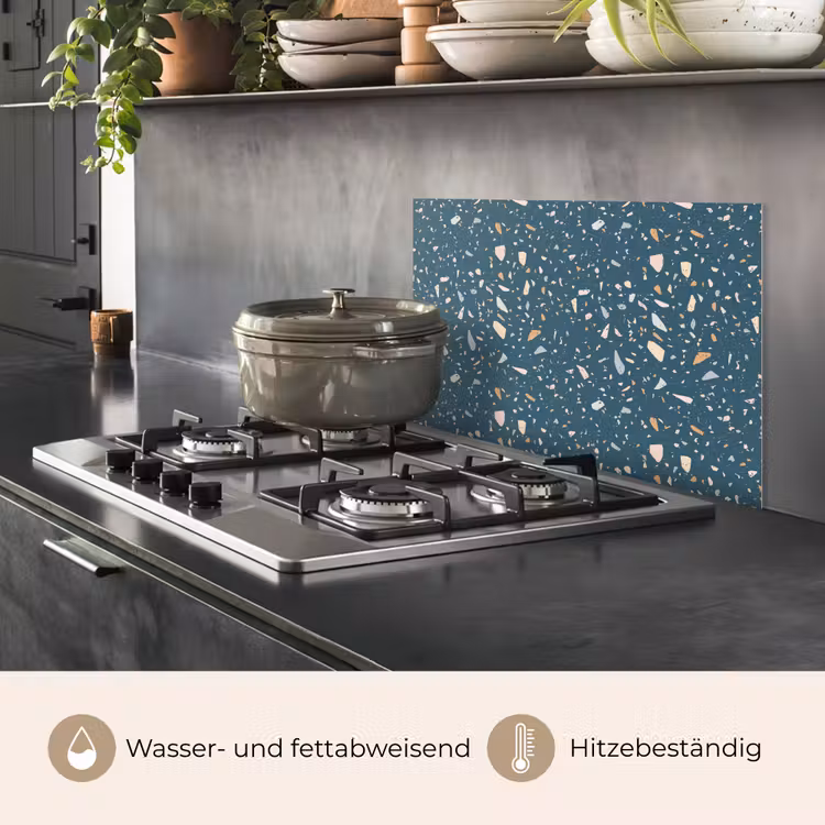 Spritzschutz Küche - Terrazzo - Muster - Farbenfroh - Tiefblau — 2