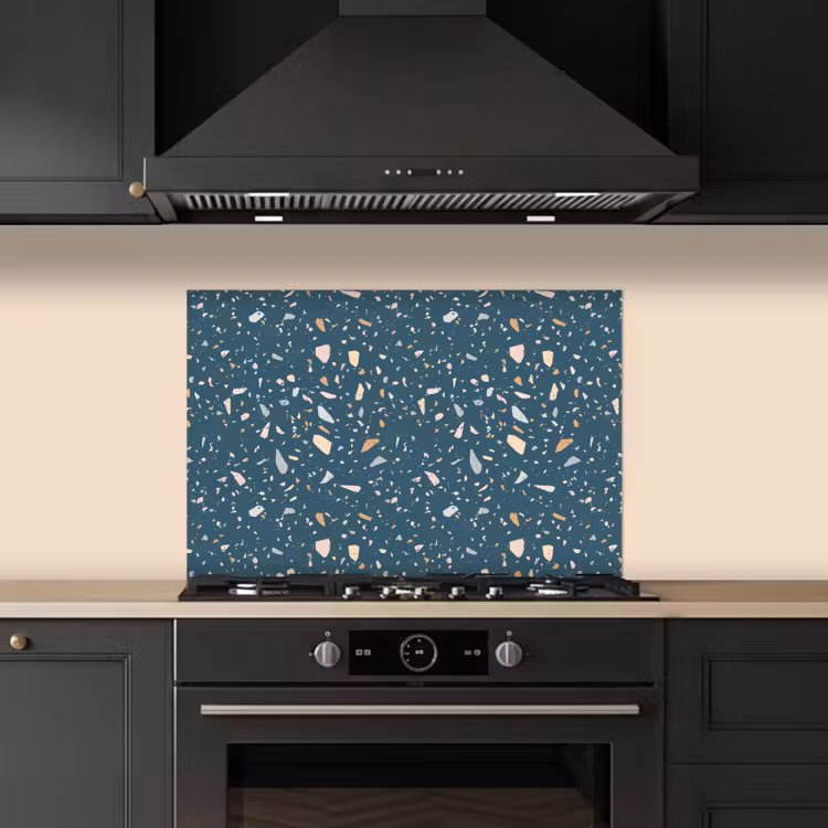 Spritzschutz Küche - Terrazzo - Muster - Farbenfroh - Tiefblau — 5