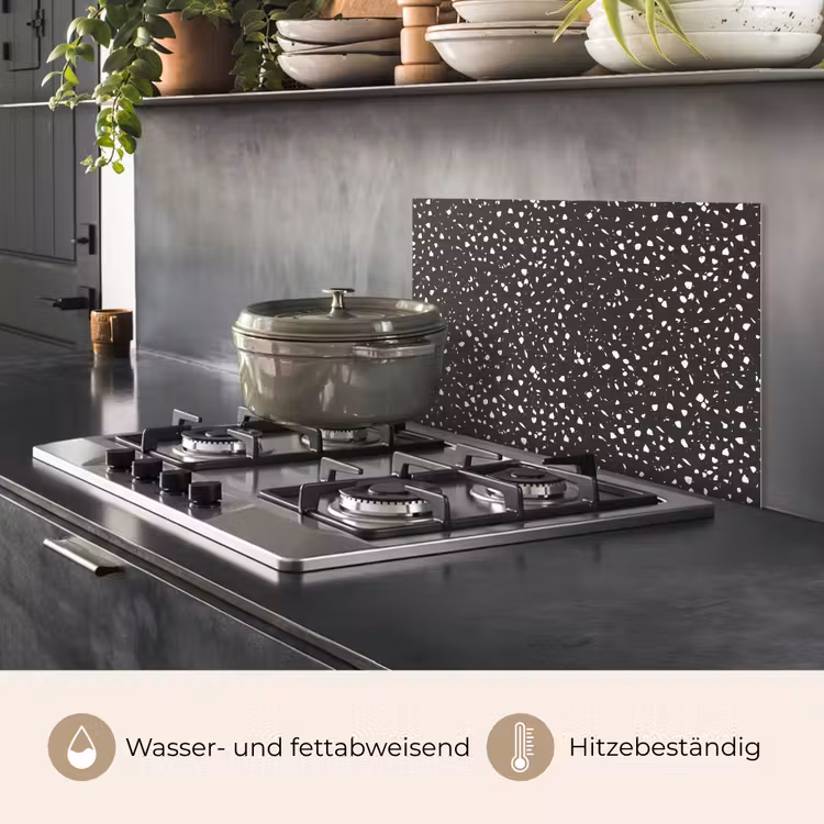 Spritzschutz Küche - Terrazzo - Muster - Schwarz - Weiß — 2