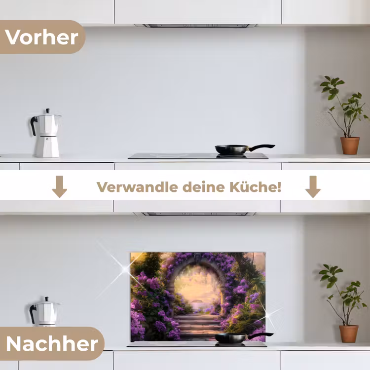 Spritzschutz Küche - Tor - Lila - Blumen — 7