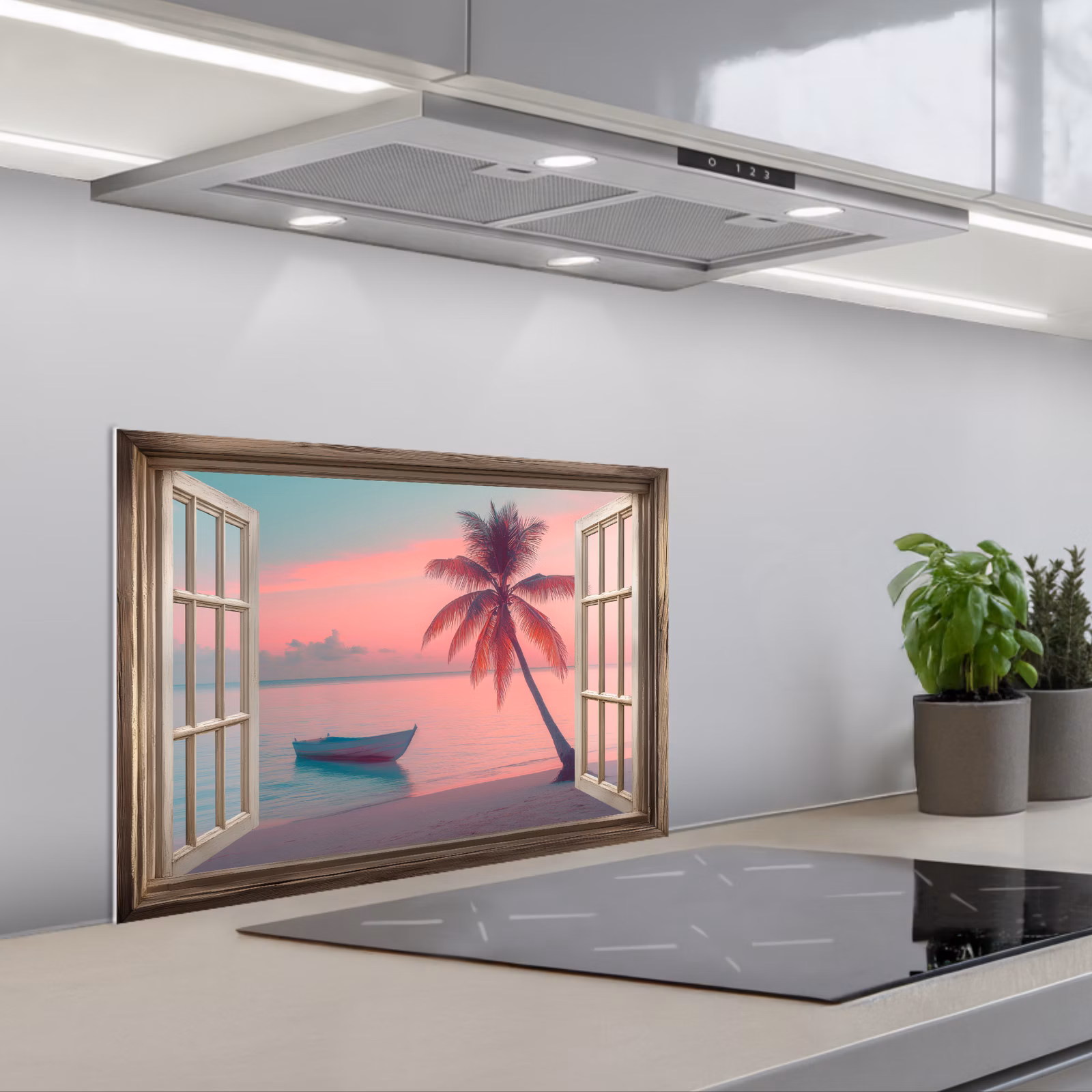 Spritzschutz Küche - Durchblick - Strand - Palme - Tropisch — 1