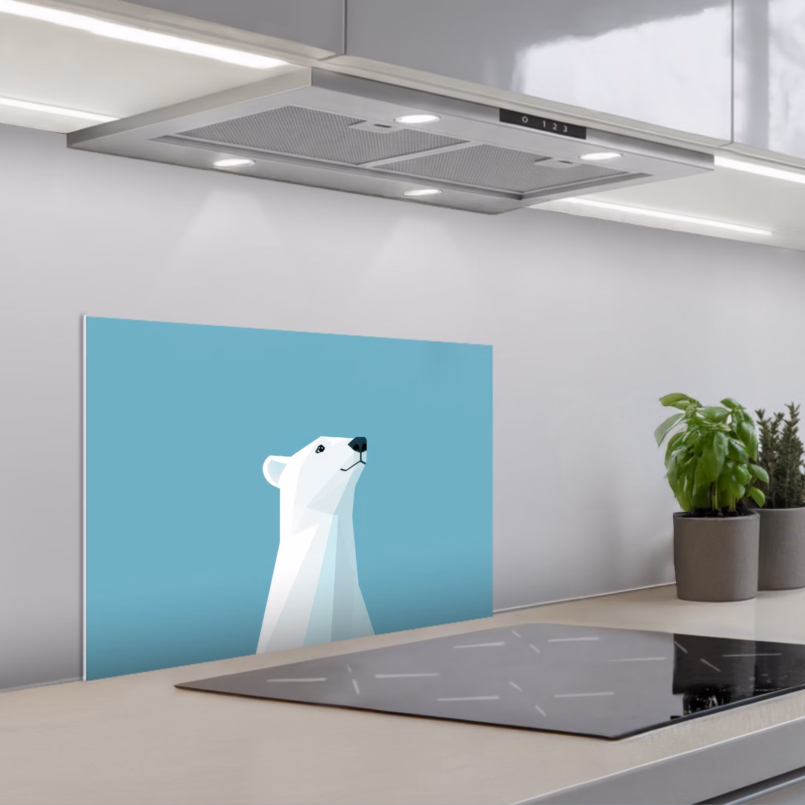 Spritzschutz Küche - Eisbär - Hellblau - Minimalistisch — 1