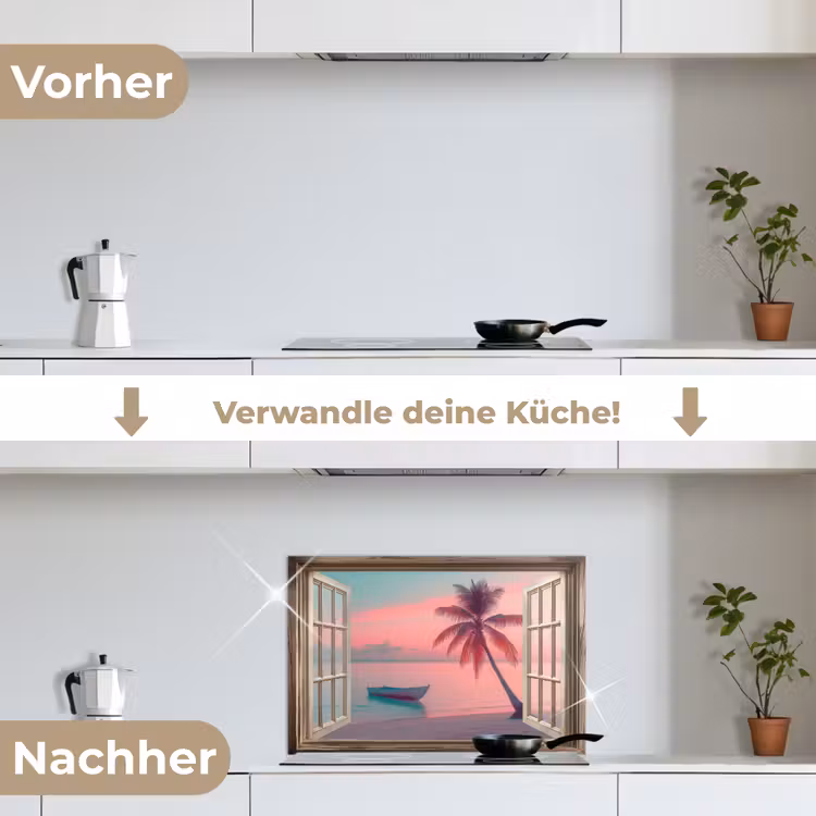 Spritzschutz Küche - Durchblick - Strand - Palme - Tropisch — 7