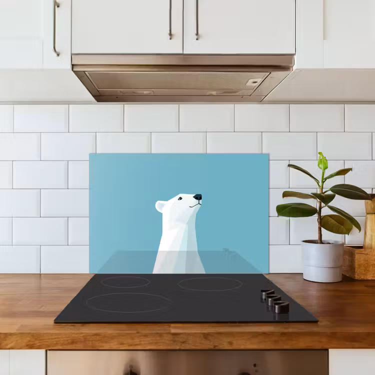 Spritzschutz Küche - Eisbär - Hellblau - Minimalistisch — 3
