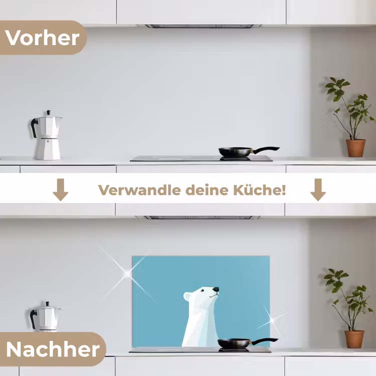 Spritzschutz Küche - Eisbär - Hellblau - Minimalistisch — 7