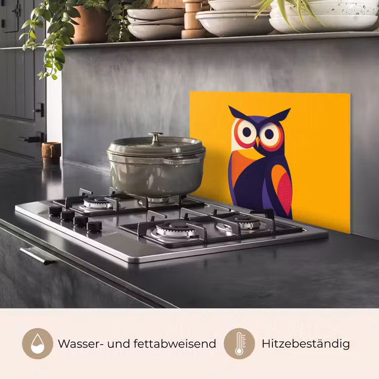 Spritzschutz Küche - Eule - Grafik - Bunt - Augen — 2