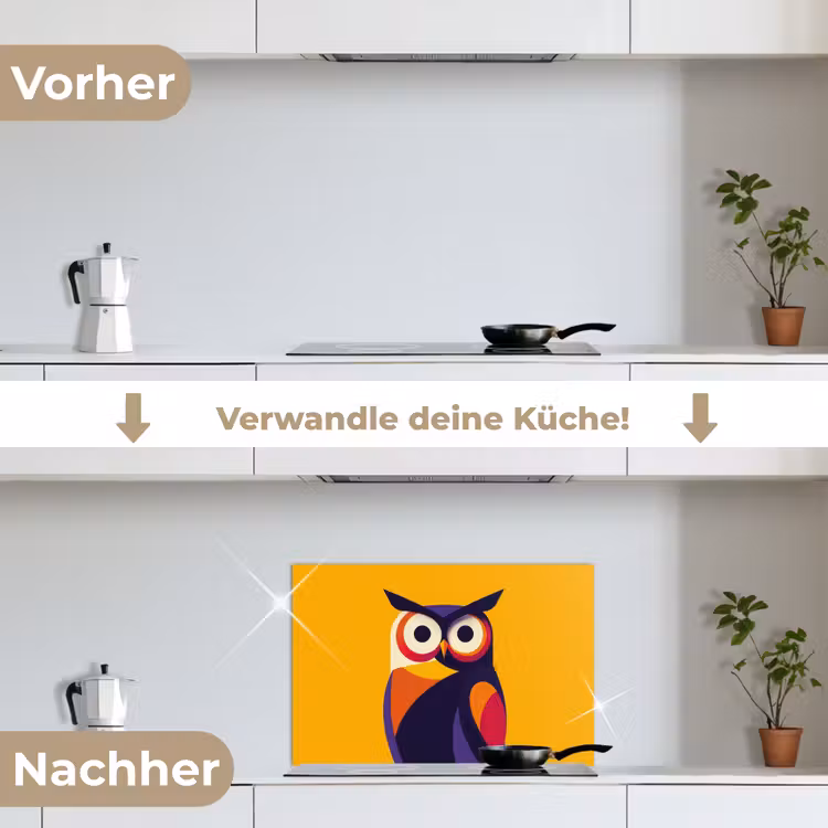 Spritzschutz Küche - Eule - Grafik - Bunt - Augen — 7