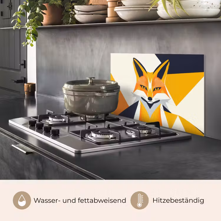 Spritzschutz Küche - Fuchs - Orange - Abstrakt - Dreiecke — 2