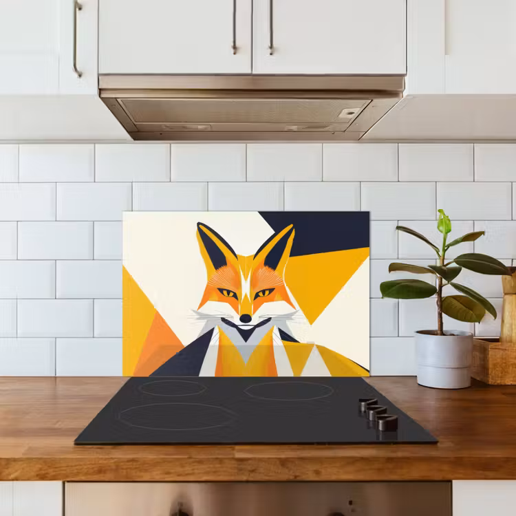 Spritzschutz Küche - Fuchs - Orange - Abstrakt - Dreiecke — 3
