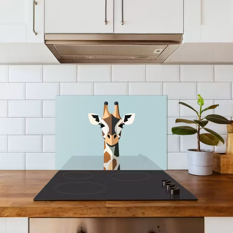 Spritzschutz Küche - Giraffe - Illustration - Braun - Minimalistisch — 3