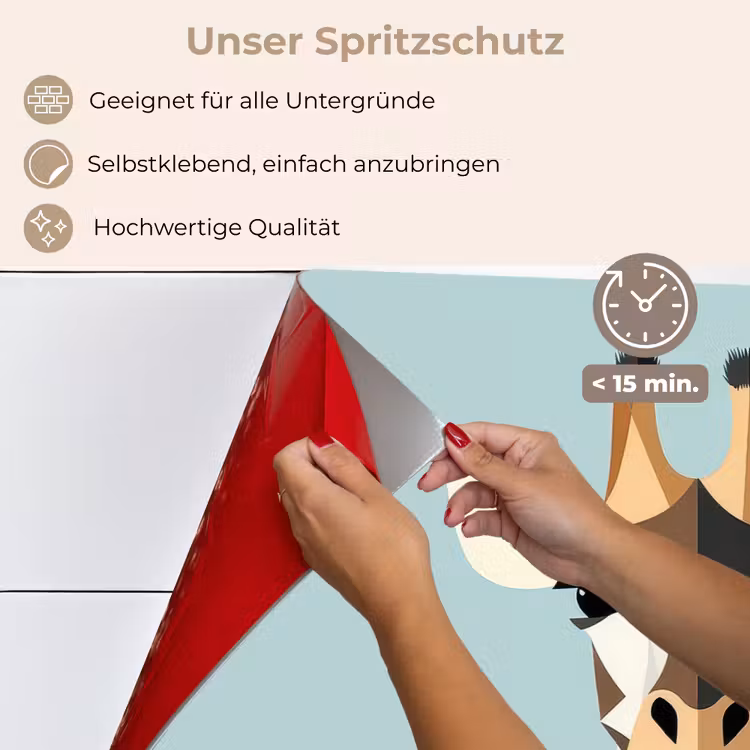 Spritzschutz Küche - Giraffe - Illustration - Braun - Minimalistisch — 4