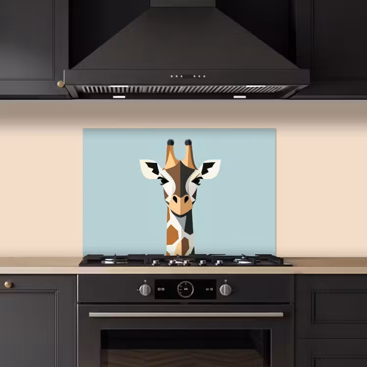 Spritzschutz Küche - Giraffe - Illustration - Braun - Minimalistisch — 5