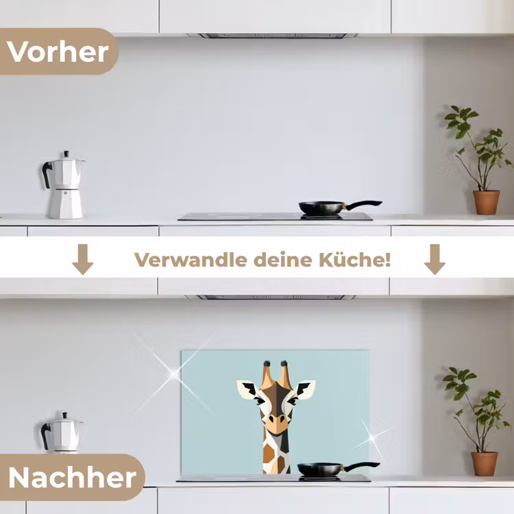 Spritzschutz Küche - Giraffe - Illustration - Braun - Minimalistisch — 7