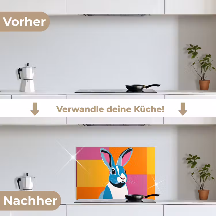 Spritzschutz Küche - Hase - Farbtaschen - Ohren - Rosa — 7