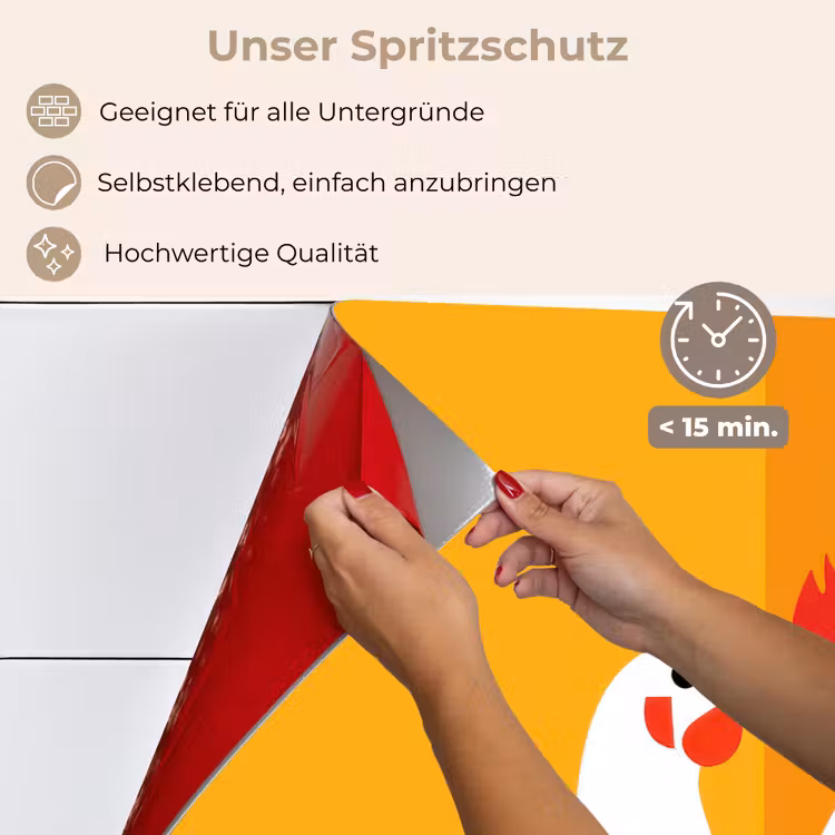Spritzschutz Küche - Hühner - Orange - Prärie — 4