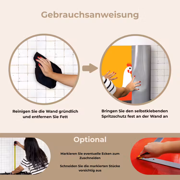 Spritzschutz Küche - Hühner - Orange - Prärie — 6