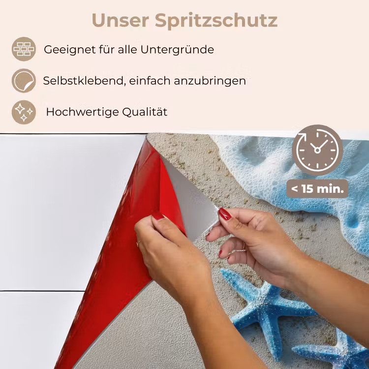 Spritzschutz Küche - Seestern - Sand - Meer - Blau — 4