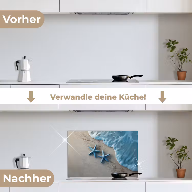 Spritzschutz Küche - Seestern - Sand - Meer - Blau — 7