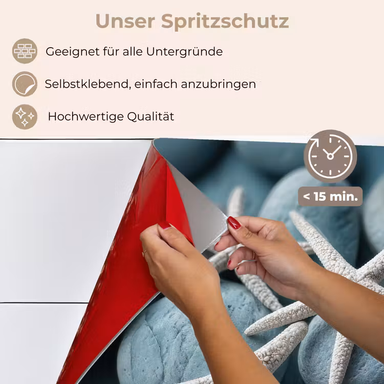 Spritzschutz Küche - Seestern - Steine - Weiß — 4