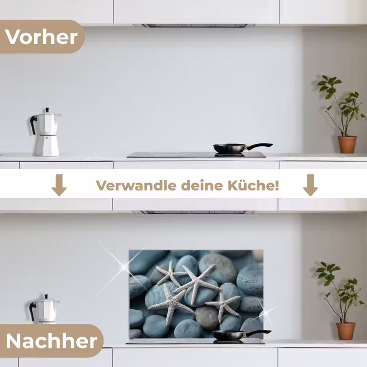 Spritzschutz Küche - Seestern - Steine - Weiß — 7