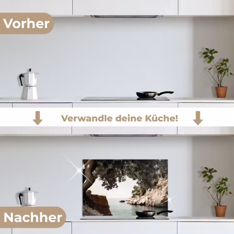 Spritzschutz Küche - Felsen - Meer - Baum - Grün — 7