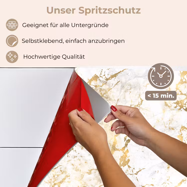 Spritzschutz Küche - Goldspritzer - Weiß - Marmor — 4