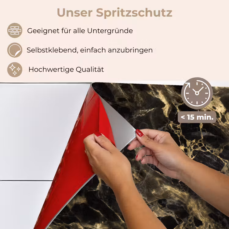 Spritzschutz Küche - Kristall - Gold - Schwarz - Marmor — 4
