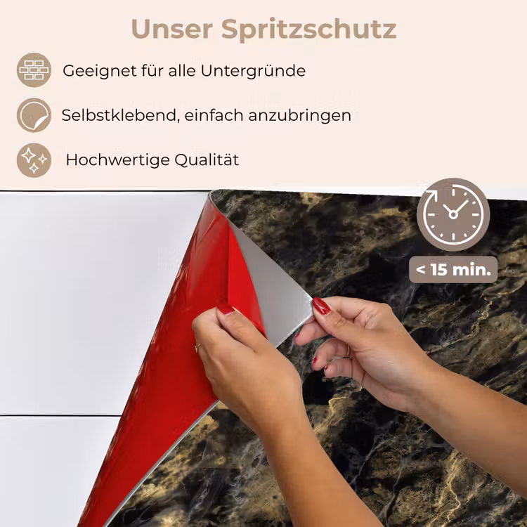 Spritzschutz Küche - Marmor - Schwarz - Gold — 4