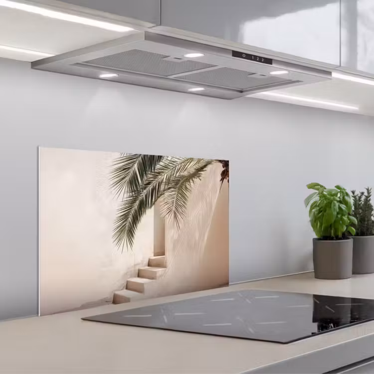 Spritzschutz Küche - Palme - Schatten - Treppe - Beige — 1