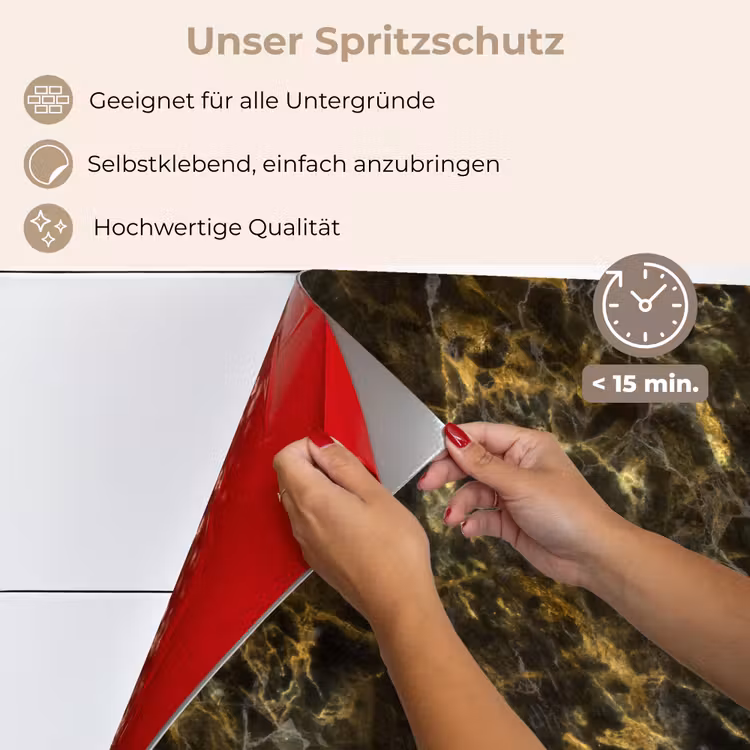 Spritzschutz Küche - Schwarz - Marmor - Gold — 4