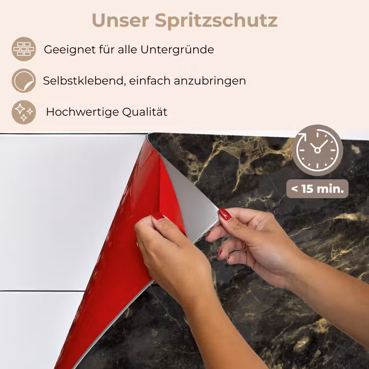 Spritzschutz Küche - Schwarz - Marmor - Gold - Nerf — 4