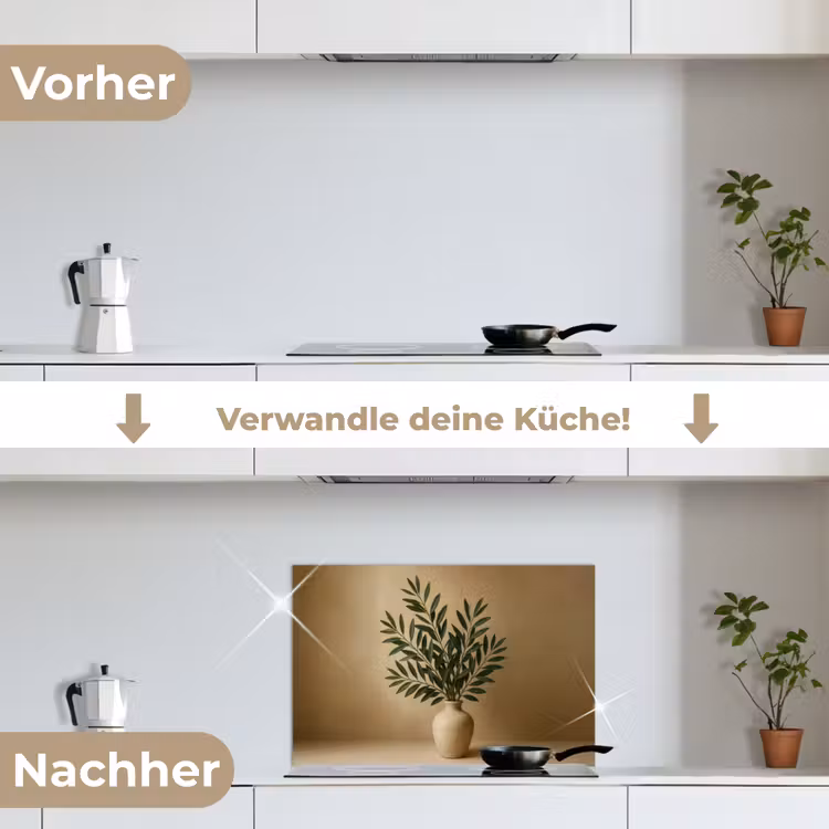 Spritzschutz Küche - Vase - Olivenzweige - Blätter - Beige — 7