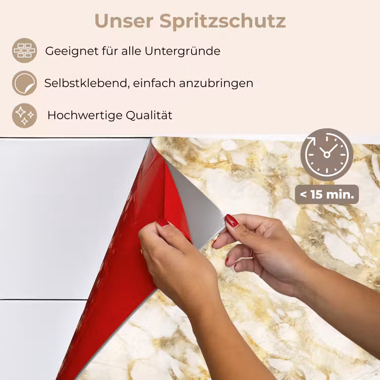 Spritzschutz Küche - Warm - Gold - Marmor - Muster — 4