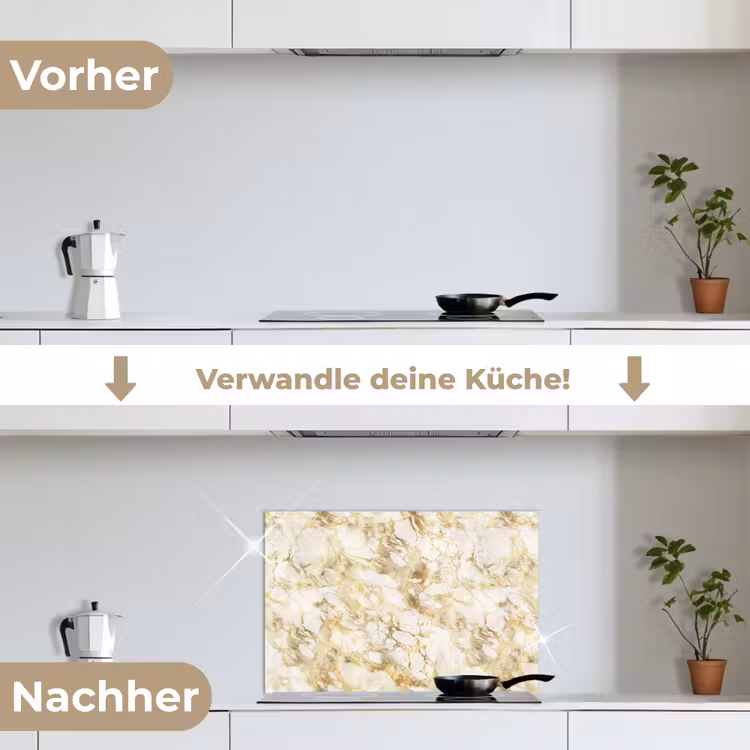 Spritzschutz Küche - Warm - Gold - Marmor - Muster — 7