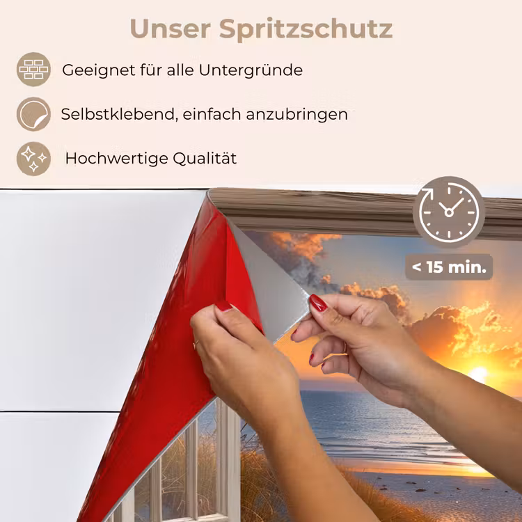 Spritzschutz Küche - Durchblick - Strand - Dünen - Sonnenuntergang — 4