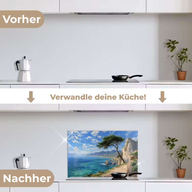 Spritzschutz Küche - Felsen - Küstenlinie - Baum - Berge — 7