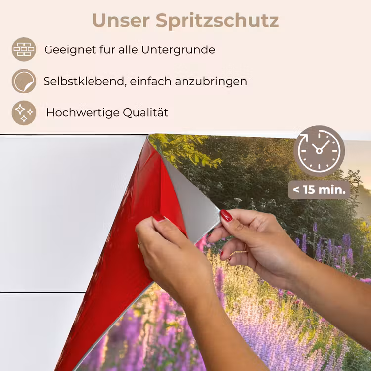 Spritzschutz Küche - Gartenhaus - Blau - Blumen — 4