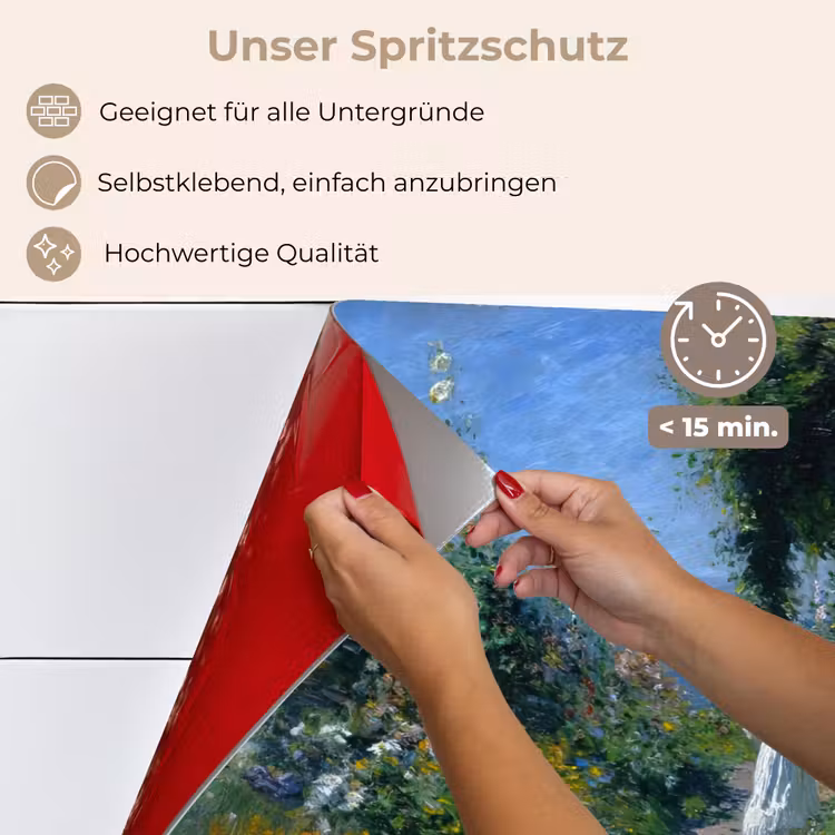 Spritzschutz Küche - Katze - Frau - Blumen - Haus — 4