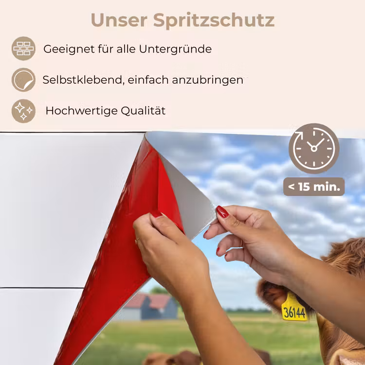 Spritzschutz Küche - Kuh - Wiese - Blumen — 4