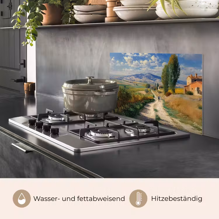 Spritzschutz Küche - Menschen - Wandern - Sandweg - Felder — 2