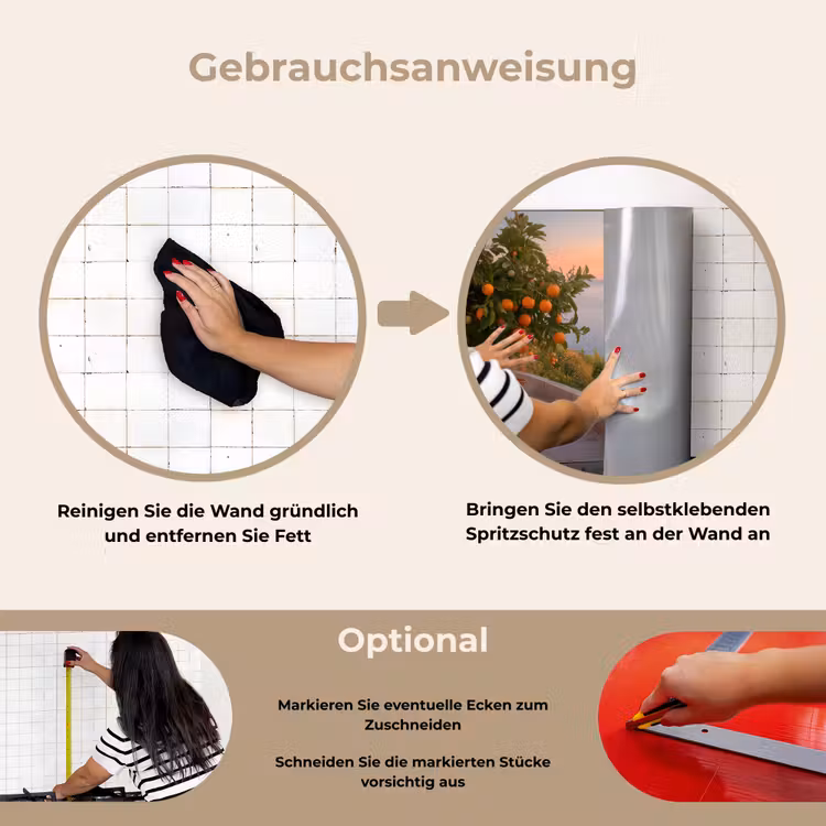 Spritzschutz Küche - Mittelmeer - Orange - Hügel - Meer — 6