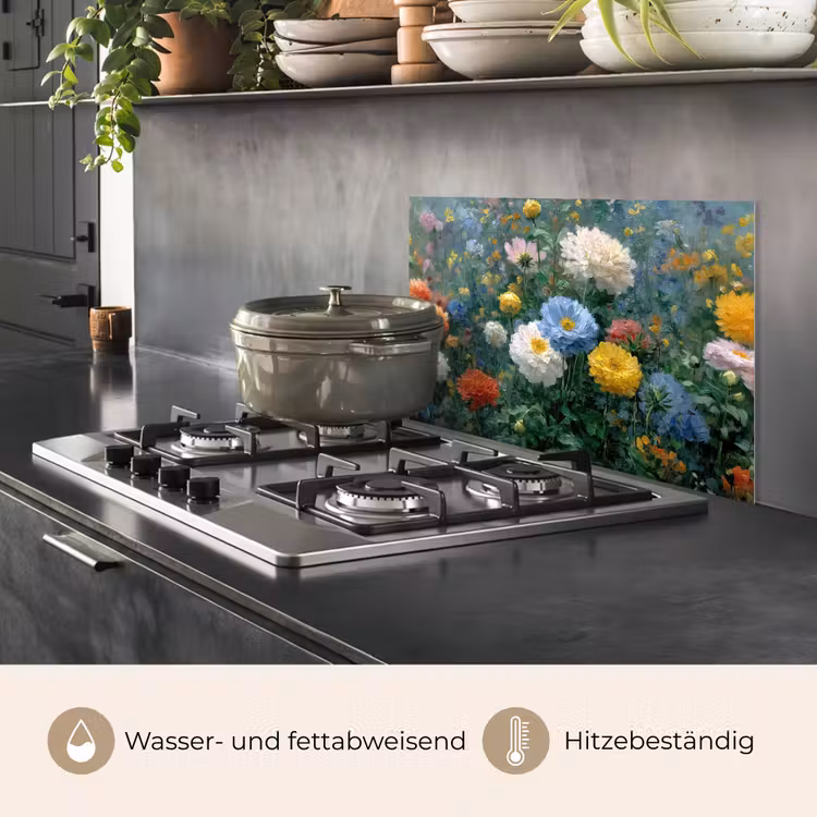 Spritzschutz Küche - Nahaufnahme - Feld - Blumen - Farbenfroh — 2