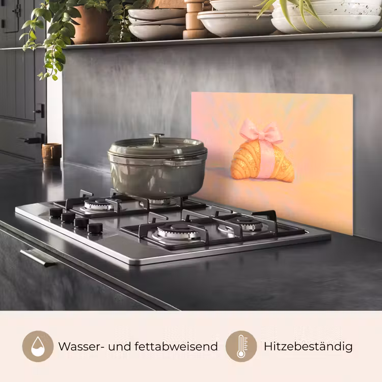 Spritzschutz Küche - Croissant - Fliege - Rosa — 2