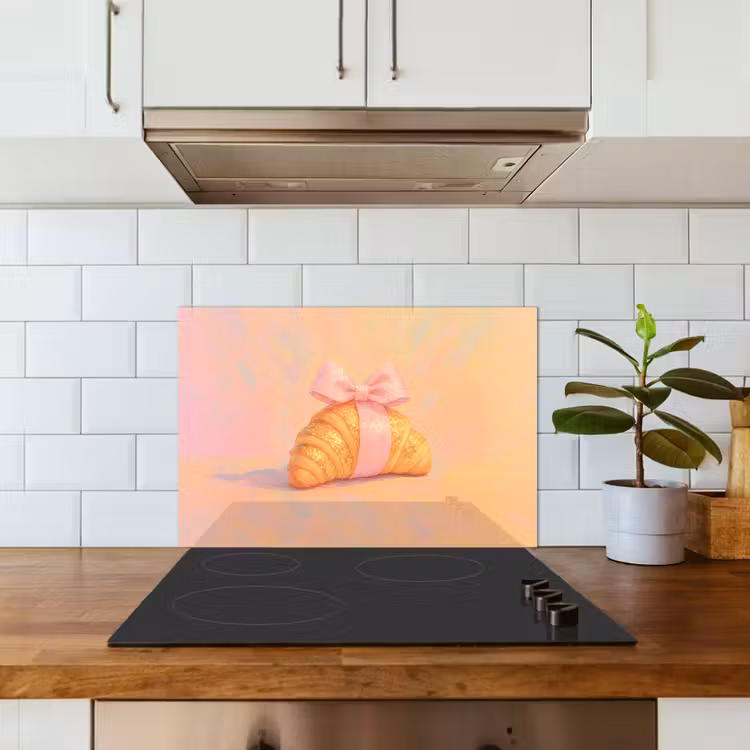 Spritzschutz Küche - Croissant - Fliege - Rosa — 3