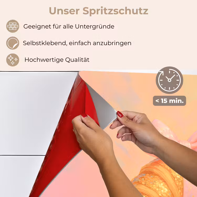 Spritzschutz Küche - Croissant - Fliege - Rosa — 4